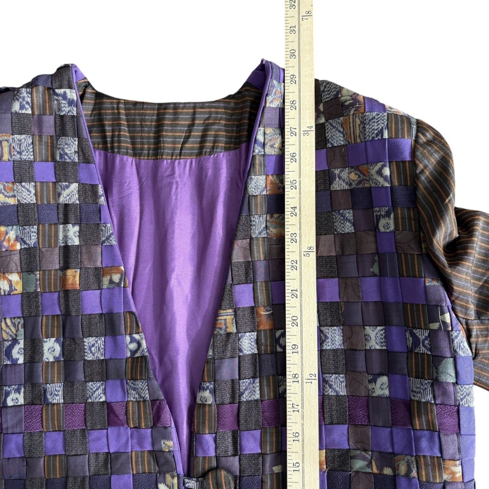 VTG Patchwork Kimono Jacket Purple Brown Deconstr… - image 6